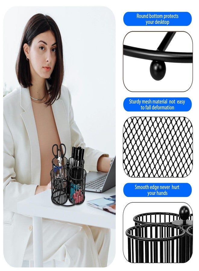 PNEUICALLY 360 Rotating Pen Holder - Large Pencil and Marker Organizer with 4 Slots - Desk Caddy Accessories for School, Office, Home (Black) - Image 4