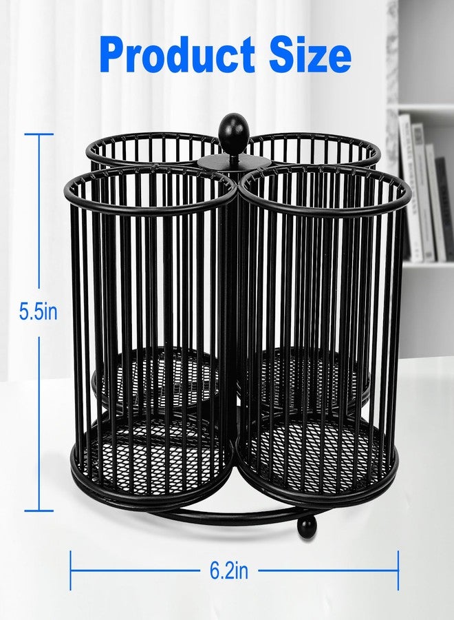 PNEUICALLY 360 Rotating Pen Holder - Large Pencil and Marker Organizer with 4 Slots - Desk Caddy Accessories for School, Office, Home (Black) - Image 2