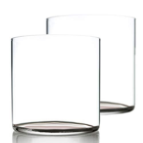 Amehla "Bare Ultra Thin Cocktail Glasses 12-ounce Double Old Fashioned Whiskey Glasses - Bar Set for use as Mixed Drinking Cup - Bourbon Tumblers, or Minimalist H20 Water Drinking Glass - (2) - Image 1