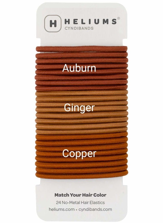 Cyndibands Hair Ties for Red Hair - No Damage Hair Elastics, 4mm Ponytail Holders for Woman - 24 Count (Redheads - Auburn, Ginger, Copper) - Image 2