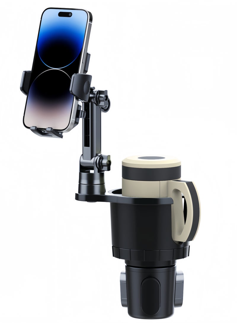 Cup Holder Phone Mount for Car, Adjustable Cup Holder Base Diameter Range is 2.5"- 4.1", Suitable for Most Car Height and Angle Adjustment Compatible with Most Smart Phones, Black  - Image 1