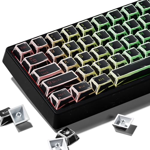 GMKWTL XVX Black Translucent Keycaps,PBT Keycap Set Cherry Profile,Dye Sublimation Graffiti Keyboard Keycaps Suitable for 60% 65% 75% 80% 100% MX Switches Mechanical Keyboard - Image 1
