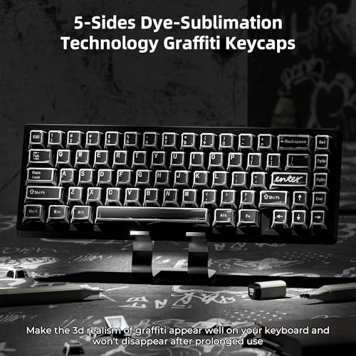 GMKWTL XVX Black Translucent Keycaps,PBT Keycap Set Cherry Profile,Dye Sublimation Graffiti Keyboard Keycaps Suitable for 60% 65% 75% 80% 100% MX Switches Mechanical Keyboard - Image 2