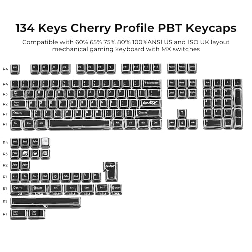 GMKWTL XVX Black Translucent Keycaps,PBT Keycap Set Cherry Profile,Dye Sublimation Graffiti Keyboard Keycaps Suitable for 60% 65% 75% 80% 100% MX Switches Mechanical Keyboard - Image 3