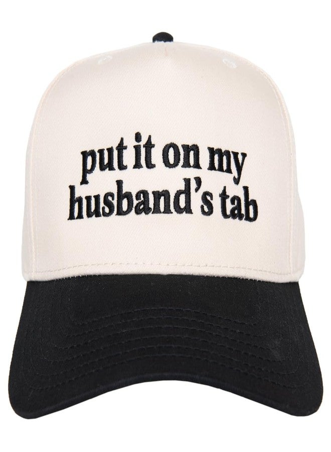 KATYDID Put It On My Husband's Tab Hat - Two Toned Vintage Hat - Stylish 5 Panel Hat for Women - Trendy Vintage Baseball Cap, Black/Tan, One size - Image 1