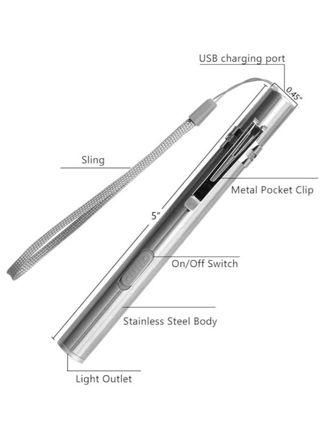 2Pack Pen Torches Medical for Nurses, Reusable Rechargeable Torch, LED Lights Pen Light, Diagnostic Pen Light USB Pen Torches for Nurses Students Doctors - Image 3