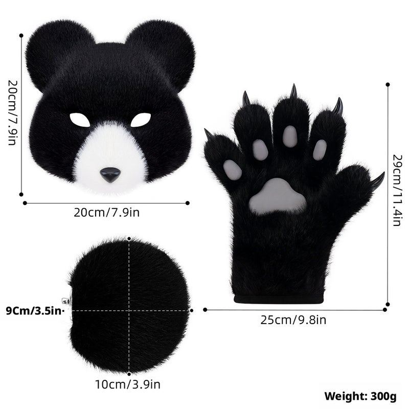 Y&D Simulation bear mask, handmade bear paw gloves, cosplay props, mask,Costume - Image 4