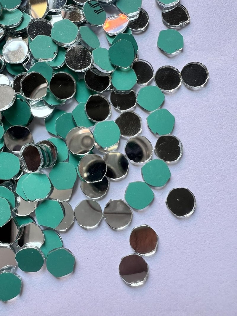 MIRROR GLASS WORLDWIDE Round Mirror for lippan Art Mandala Art Craft Mirror 8mm 100gm 800piece  - Image 1