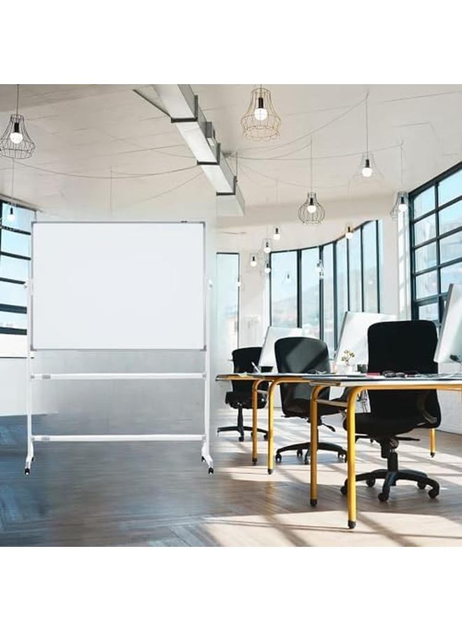 SKY-TOUCH Mobile Whiteboard With Stand 90X120Cm Double Sided Magnetic Whiteboard On Wheels Mobile Standing White Board For Office Classroom And Home  - Image 4