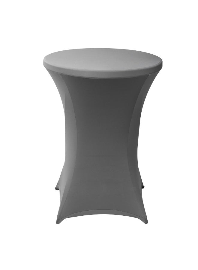 Restaurantware Table Tek 32 x 43 Inch Round Table Covers, 10 Washable Spandex Tablecloths - Wrinkle-Free, Durable, Charcoal Gray Polyester Fitted Tablecloths, For Parties, Banquets, or Weddings, - Image 1