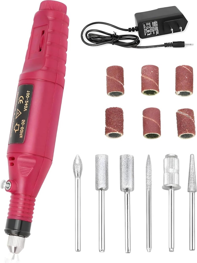 مبرد أظافر كهربائي - مبرد أظافر كهربائي فاخر بستة رؤوس قابلة للتبديل، يشمل مزيل جل الأكريليك، وأدوات دفع الجلد الميت، وأداة تلميع ناعمة، وإضاءة LED للحصول على نتائج مانيكير منزلية بجودة الصالونات