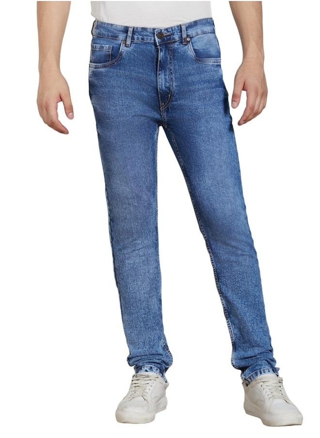 Dennis Lingo Men’s Mid Blue Slim Fit Stretch Jeans  - Image 3