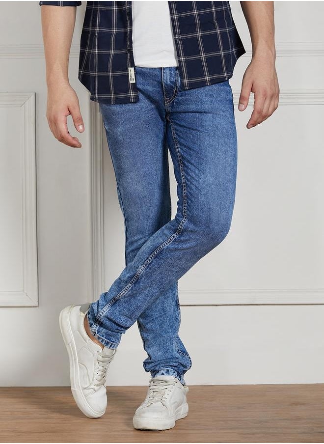 Dennis Lingo Men’s Mid Blue Slim Fit Stretch Jeans  - Image 5