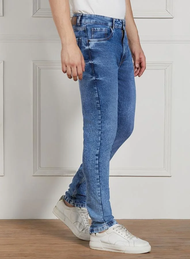 Dennis Lingo Men’s Mid Blue Slim Fit Stretch Jeans