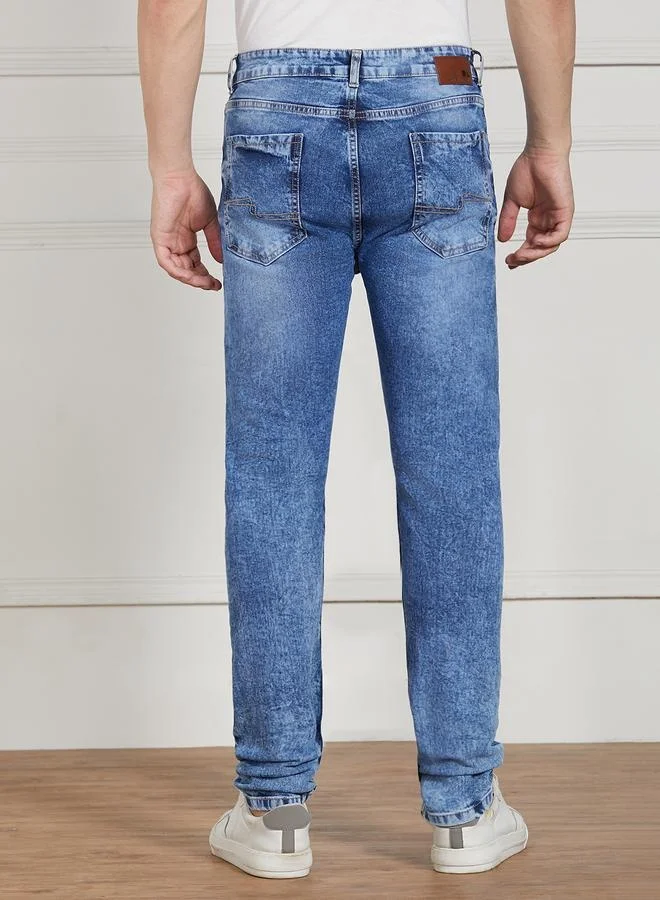 Dennis Lingo Men’s Mid Blue Slim Fit Stretch Jeans