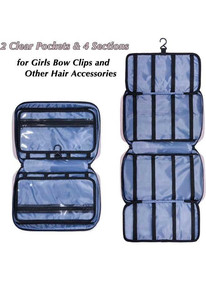 HUHYNN HUHYNN Hair Accessories Organizer for Girls, Hair Accessories Storage Bag, Hair Bow Storage Organizer for Girls with Multi-Compartments, Baby Hair Accessories Organizer for Travel - Image 3