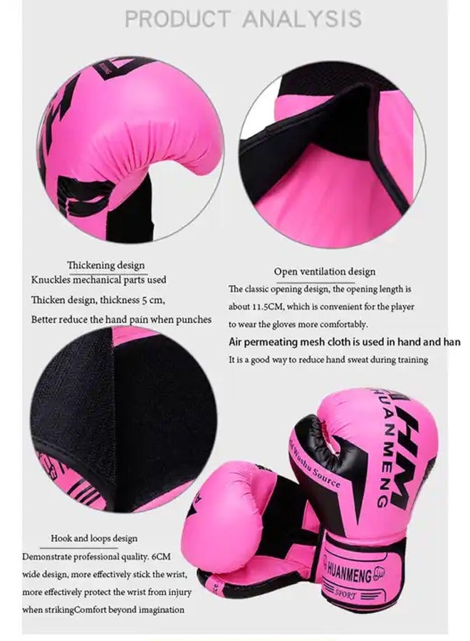 قفازات الملاكمة للأطفال البالغين المراهقين ، قفازات تدريب الملاكمة ، بطانة ثلاثية وتصميم راحة اليد للتنفس ، للملاكمة ، الكيك بوكسينغ ، الملاكمة التايلاندية ، 6 أونصة (وردي) - Image 3