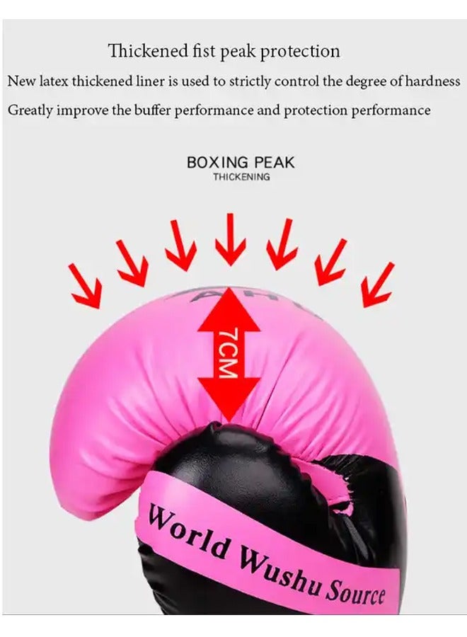 قفازات الملاكمة للأطفال البالغين المراهقين ، قفازات تدريب الملاكمة ، بطانة ثلاثية وتصميم راحة اليد للتنفس ، للملاكمة ، الكيك بوكسينغ ، الملاكمة التايلاندية ، 6 أونصة (وردي) - Image 4