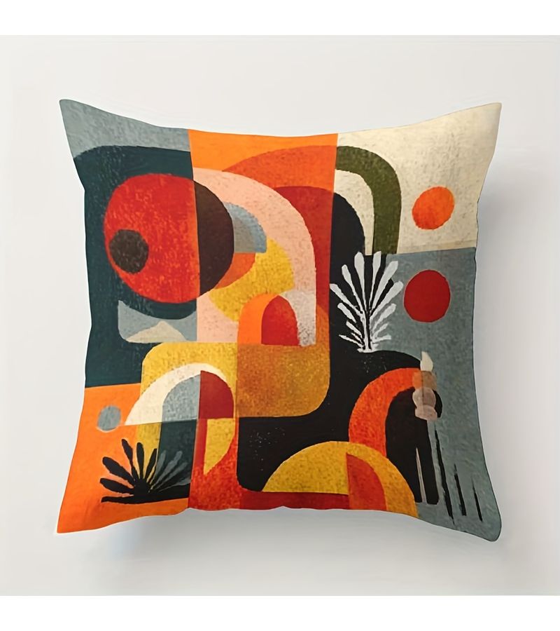 Geometric Cushion Covers 4Pcs 17x17 Inch Multicolor Square Pillow Case with Zipper - Image 5