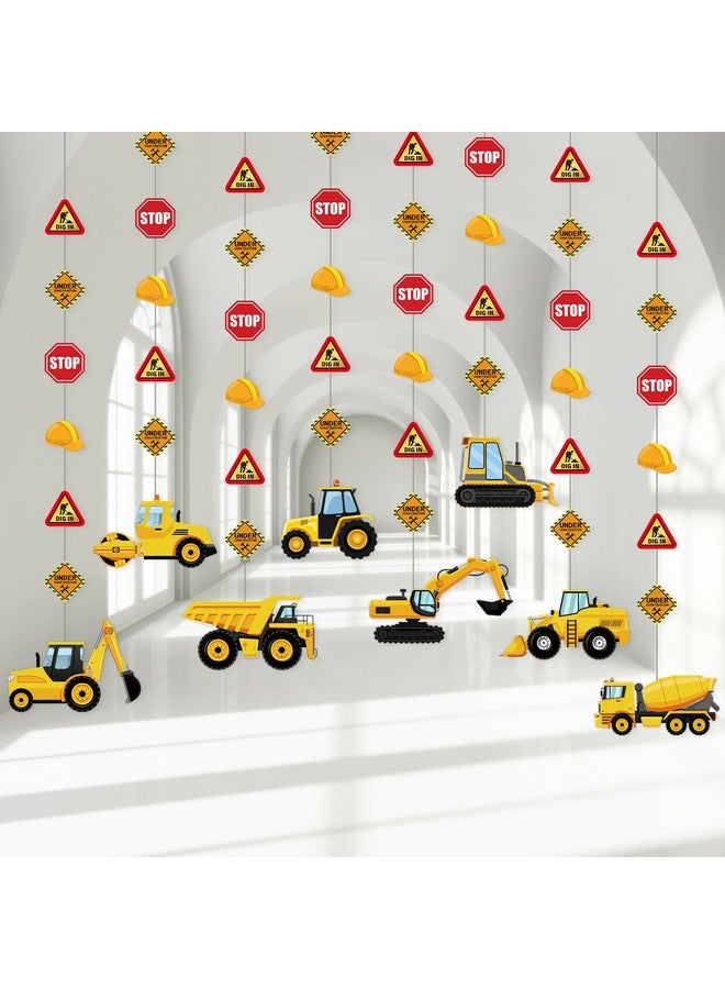 Faccito 8 Packs Construction Party Banner Decorations Traffic Zone Paper Garland Construction Birthday Paper Hanging Cutouts for Kids Boy Traffic Zonetheme Dump Truck Birthday Party Supplies Decor - Image 1