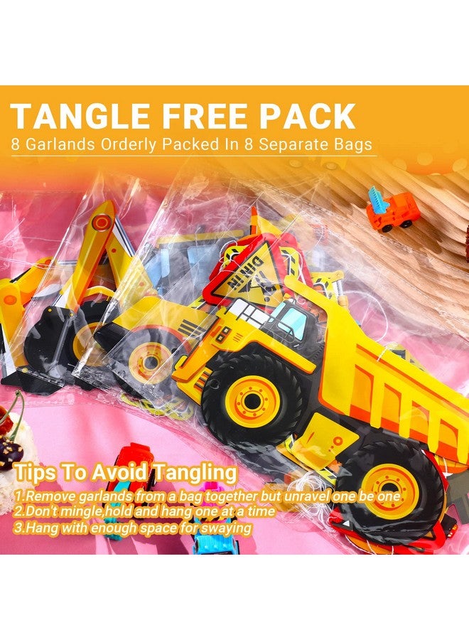 Faccito 8 Packs Construction Party Banner Decorations Traffic Zone Paper Garland Construction Birthday Paper Hanging Cutouts for Kids Boy Traffic Zonetheme Dump Truck Birthday Party Supplies Decor - Image 3
