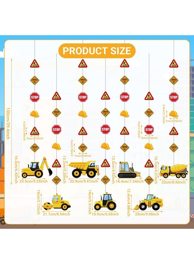 Faccito 8 Packs Construction Party Banner Decorations Traffic Zone Paper Garland Construction Birthday Paper Hanging Cutouts for Kids Boy Traffic Zonetheme Dump Truck Birthday Party Supplies Decor - Image 2