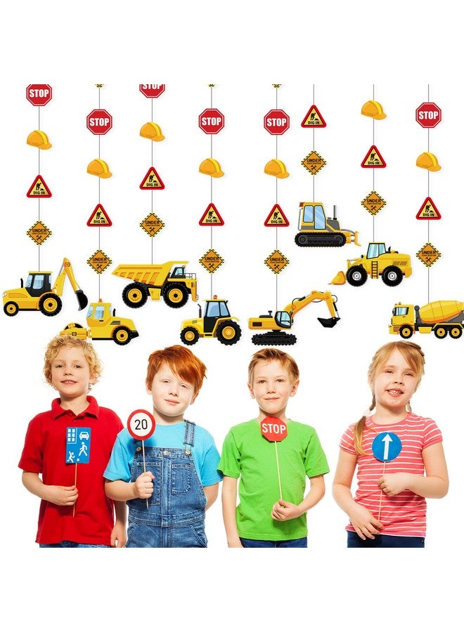 Faccito 8 Packs Construction Party Banner Decorations Traffic Zone Paper Garland Construction Birthday Paper Hanging Cutouts for Kids Boy Traffic Zonetheme Dump Truck Birthday Party Supplies Decor - Image 5