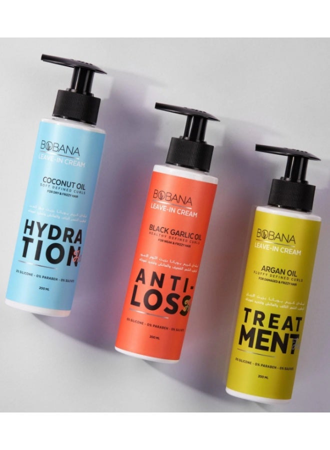 بوبانا كريم زيت الأرغان المغربي يُترك على الشعر - مرطب، يتحكم بالتجعد، ويحمي من الحرارة لجميع أنواع الشعر - (200ml) - Image 4