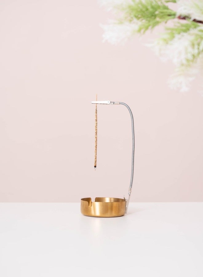 LamDawn Modern Incense Holder with Flexible Metal Stand, Silver Ash Collector Base, Minimalist Design for Home Meditation and Aromatherapy. - Image 2