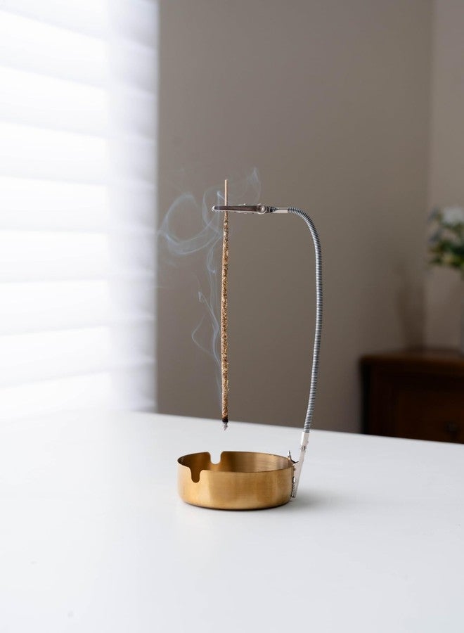 LamDawn Modern Incense Holder with Flexible Metal Stand, Silver Ash Collector Base, Minimalist Design for Home Meditation and Aromatherapy. - Image 3
