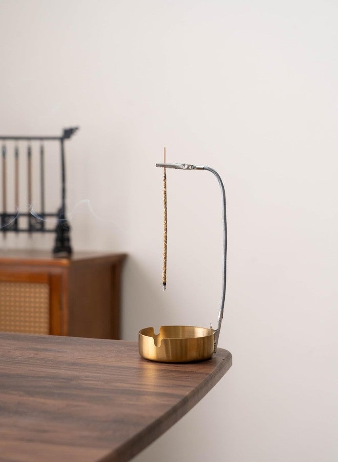 LamDawn Modern Incense Holder with Flexible Metal Stand, Silver Ash Collector Base, Minimalist Design for Home Meditation and Aromatherapy. - Image 5
