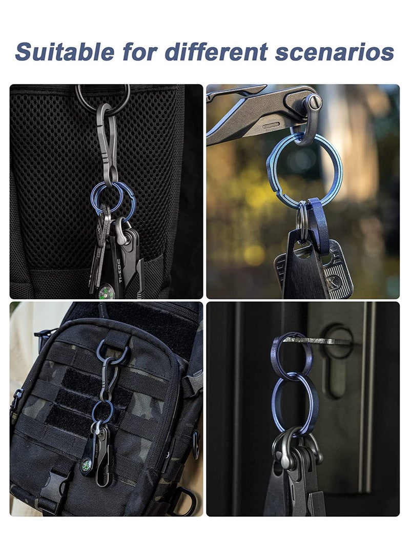 KASTWAVE Key Rings, Elegant Quick Release Side Pushing Split Rings Kit for Keychains, Circular Keychain Hoops Keyring Loop Keyring Connector Heavy Duty Keyring for Dog Tag - Image 5