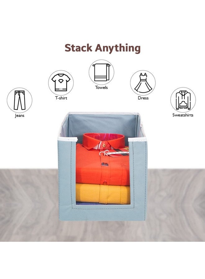 PrettyKrafts 3 Pcs Non Woven Large Capacity Shirt Stacker / Foldable & Stackable Closet Wardrobe Cupboard Organizer / Foldable Storage Box / Multipurpose Clothes Organizer (Grey, 26x40x26 cm) - Image 4