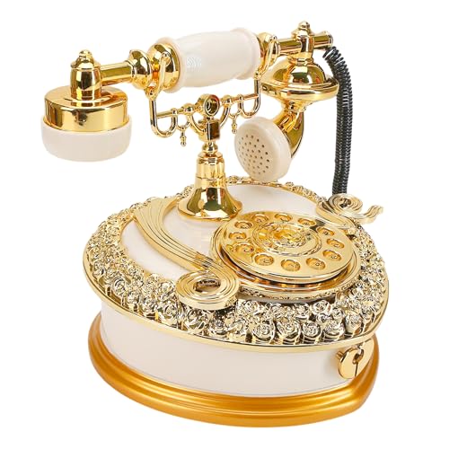 BuleVina Big Vintage Telephone Jewelry Box 7x8" with Drawer - Heart Shaped Trinket Music Boxes with Retro Dial, Victorian Storage, Cute Antique Gifts for Women, Unique Style Home Decoration, Shelf Decor - Image 1