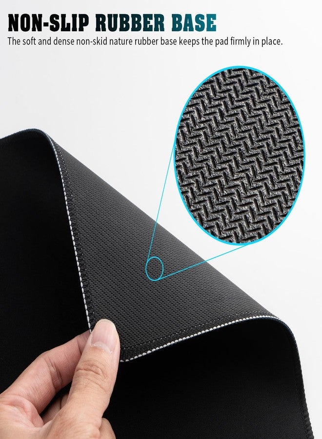 CINDALOG Large Mouse Pad with Stitched Edges, Desk Pad Mat with Durable Non-Slip Rubber Base for Gamer Desktop Office Home Black 31.5x11.8in - Image 5