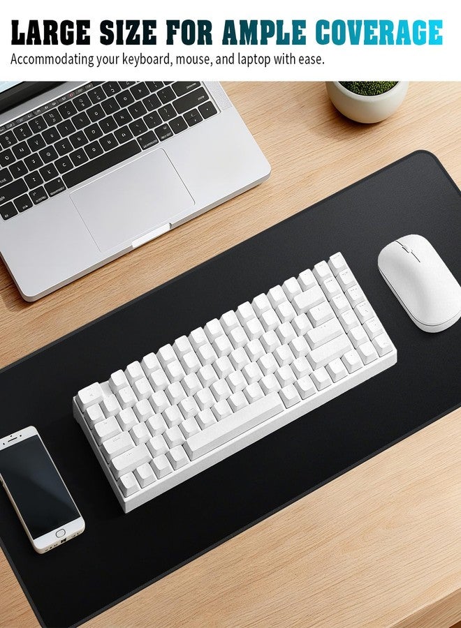 CINDALOG Large Mouse Pad with Stitched Edges, Desk Pad Mat with Durable Non-Slip Rubber Base for Gamer Desktop Office Home Black 31.5x11.8in - Image 2