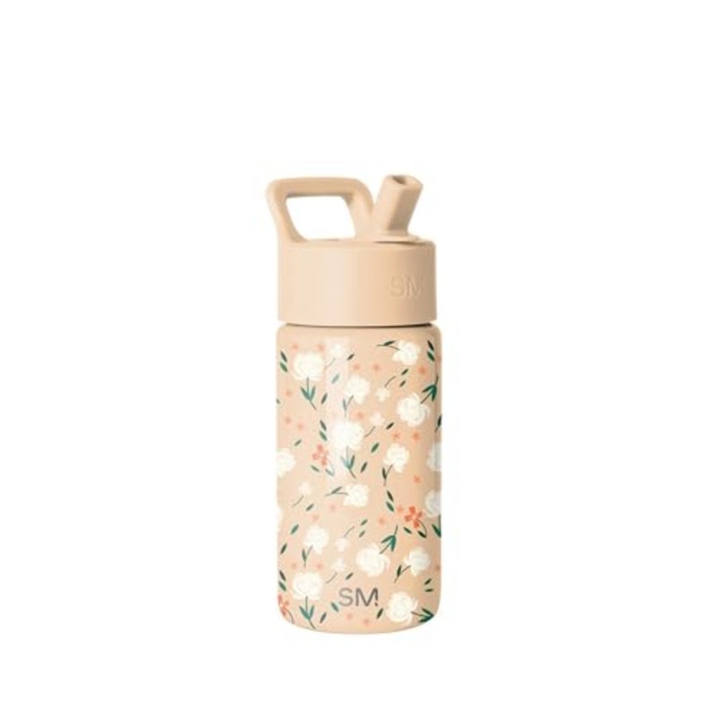 Water Bottle with Straw Lid Insulated Stainless Steel Tumbler and Spill Proof Toddler Cup for School, Girls, Boys Summit Chloe Floral - Image 1