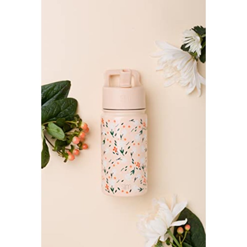 Water Bottle with Straw Lid Insulated Stainless Steel Tumbler and Spill Proof Toddler Cup for School, Girls, Boys Summit Chloe Floral - Image 2