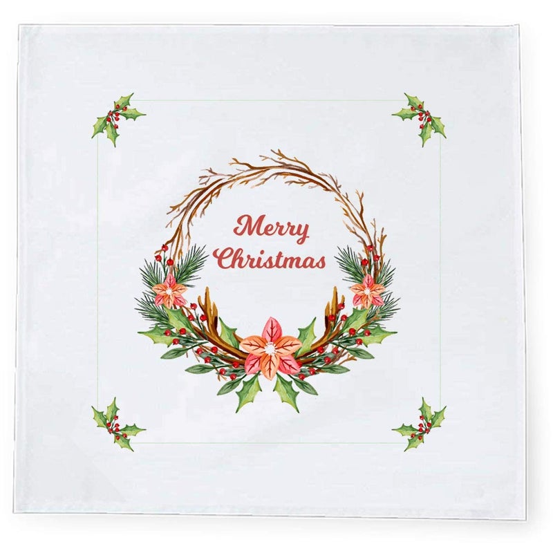 Khakee 6 Pcs Christmas Theme Tafta Silk Table Napkins 10x 10 for Xmas Decoration Christmas OrnamentsChristmas Gift npxmas334P - Image 2