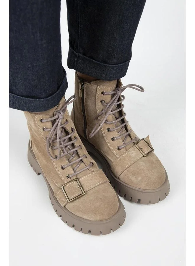 Manijero  (Mihri) Women's Genuine Leather Lace-up Inner Zipper Top Toggle Vison Boot. for Women | Best Price UAE