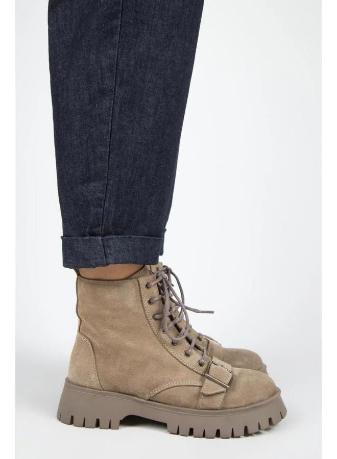 Manijero  (Mihri) Women's Genuine Leather Lace-up Inner Zipper Top Toggle Vison Boot. for Women | Best Price UAE
