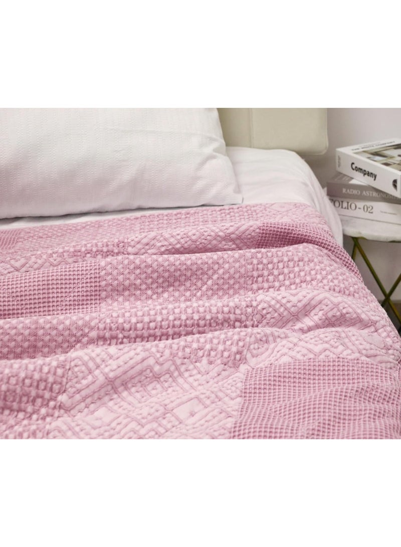 السرعوف الذهبية طقم لحاف جولد مانتيس القطني المغسول بالحجر - غطاء سرير فائق النعومة مصنوع من القطن بنسبة 100% بملمس عتيق - لحاف خفيف الوزن وجيد التهوية مناسب لجميع المواسم - متوفر بمقاسات كينج (وردي مرجاني، كينج) - Image 3