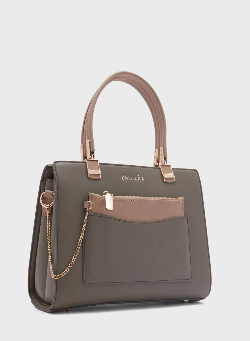 Khizana Colour Block Satchel With Pouch