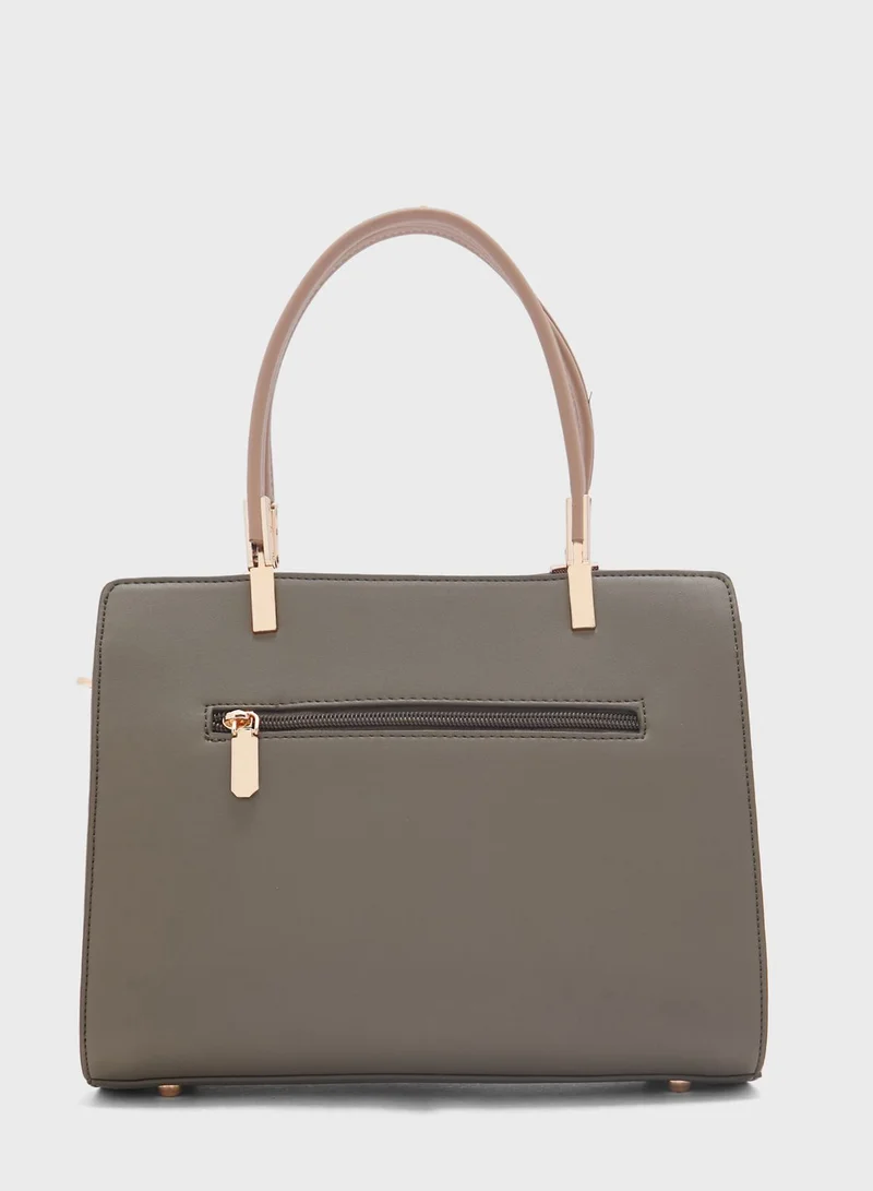 Khizana Colour Block Satchel With Pouch
