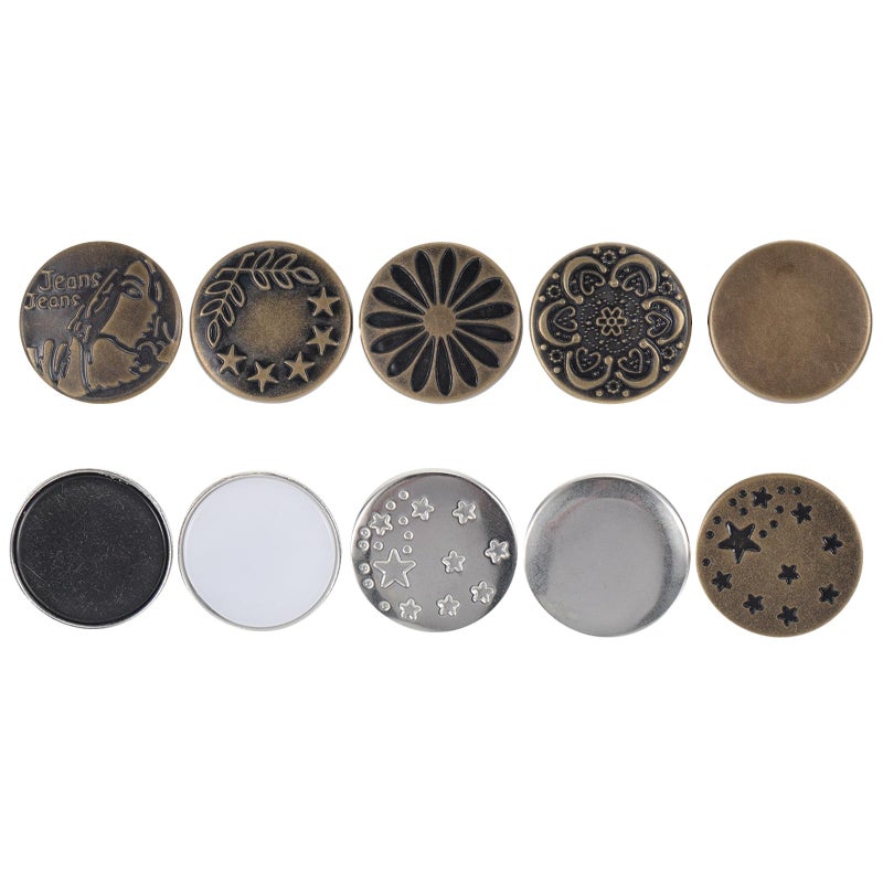 10 Pieces Adjustable Detachable Alloy Jeans Buttons for Waistband Tightening Replacement DIY Sewing Accessories - Image 2