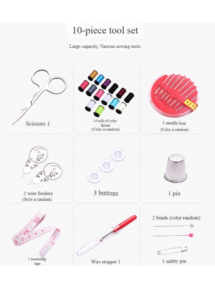 Handheld Sewing Machine Accessories Set, Portable 10 Piece Sewing Tool Kit Home Sewing Sewing Box Colorful Cotton Thread Scissor Ejector Set for Adults, Beginners, Travel, Emergencies  - Image 2