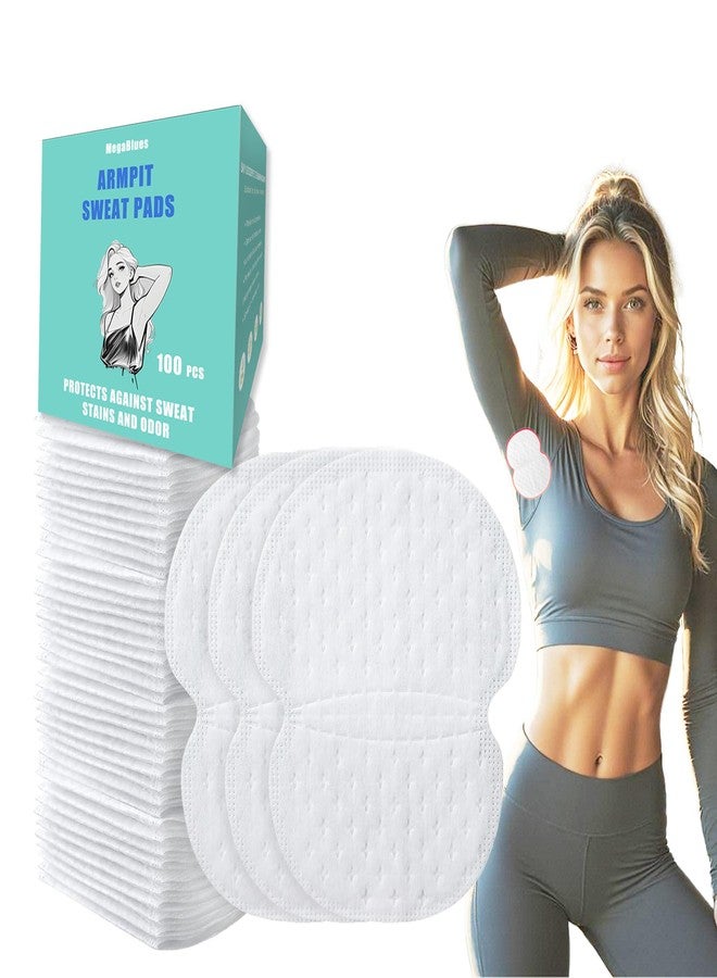MegaBlues Armpit Sweat Pads, 100 Packs Underarm Sweat Pads, Disposable Sweat Block Pads for Women Men, Fight Hyperhidrosis Treatment Stick Antiperspirant, Dress Shields Guard, Zero Sweat Invisible - Image 1