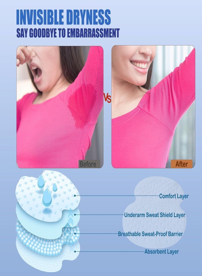MegaBlues Armpit Sweat Pads, 100 Packs Underarm Sweat Pads, Disposable Sweat Block Pads for Women Men, Fight Hyperhidrosis Treatment Stick Antiperspirant, Dress Shields Guard, Zero Sweat Invisible - Image 3
