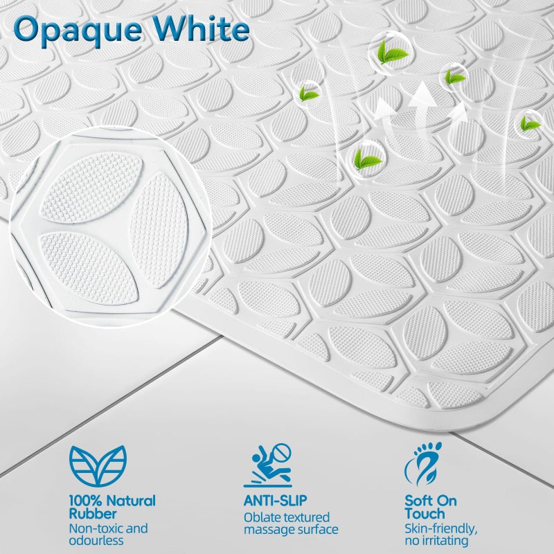 WRISIN Bathtub Mat Non Slip with Suction Cups - 100% Rubber Bathroom Mat Textured for Bath Tub Shower Safety - Soft on Touch - BPA/PVC Free - Pet Dog Bath Mat - Machine Washable - 16 Ã— 28 Inchï¼ˆWhiteï¼‰ - Image 2