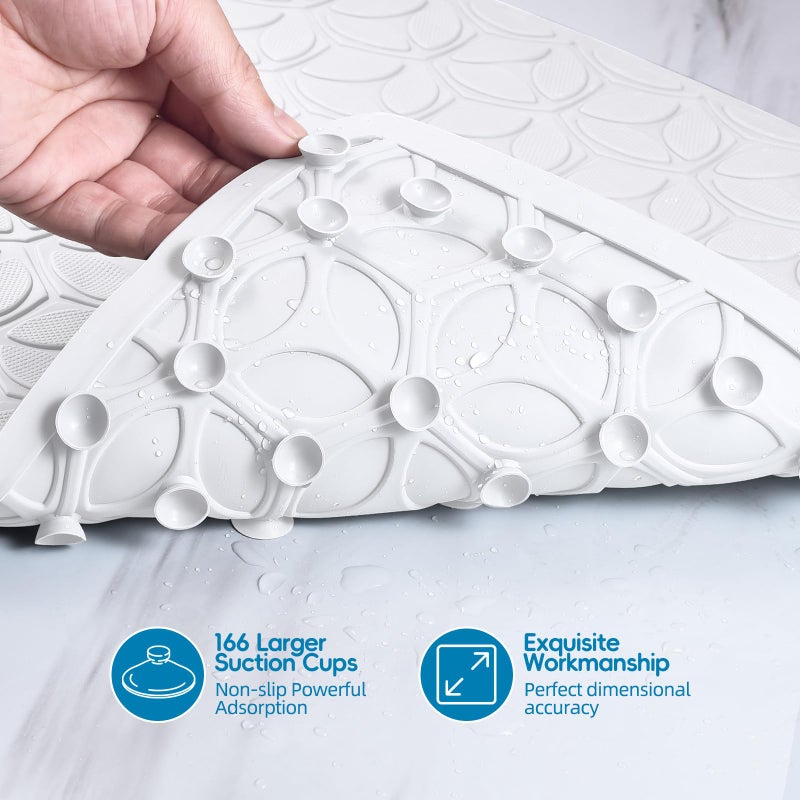 WRISIN Bathtub Mat Non Slip with Suction Cups - 100% Rubber Bathroom Mat Textured for Bath Tub Shower Safety - Soft on Touch - BPA/PVC Free - Pet Dog Bath Mat - Machine Washable - 16 Ã— 28 Inchï¼ˆWhiteï¼‰ - Image 3